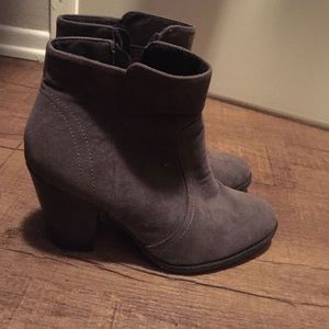Grey suede booties