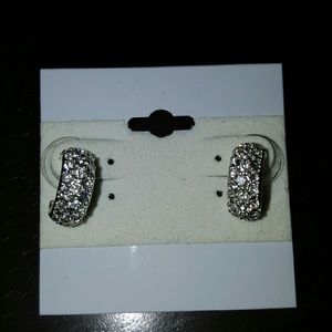 Silver Rhinestone Hoop Earrings