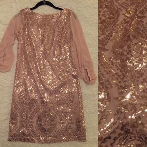 Blush Sequins Shift Dress