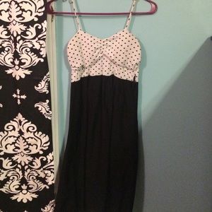 Black and white mini form fitting dress