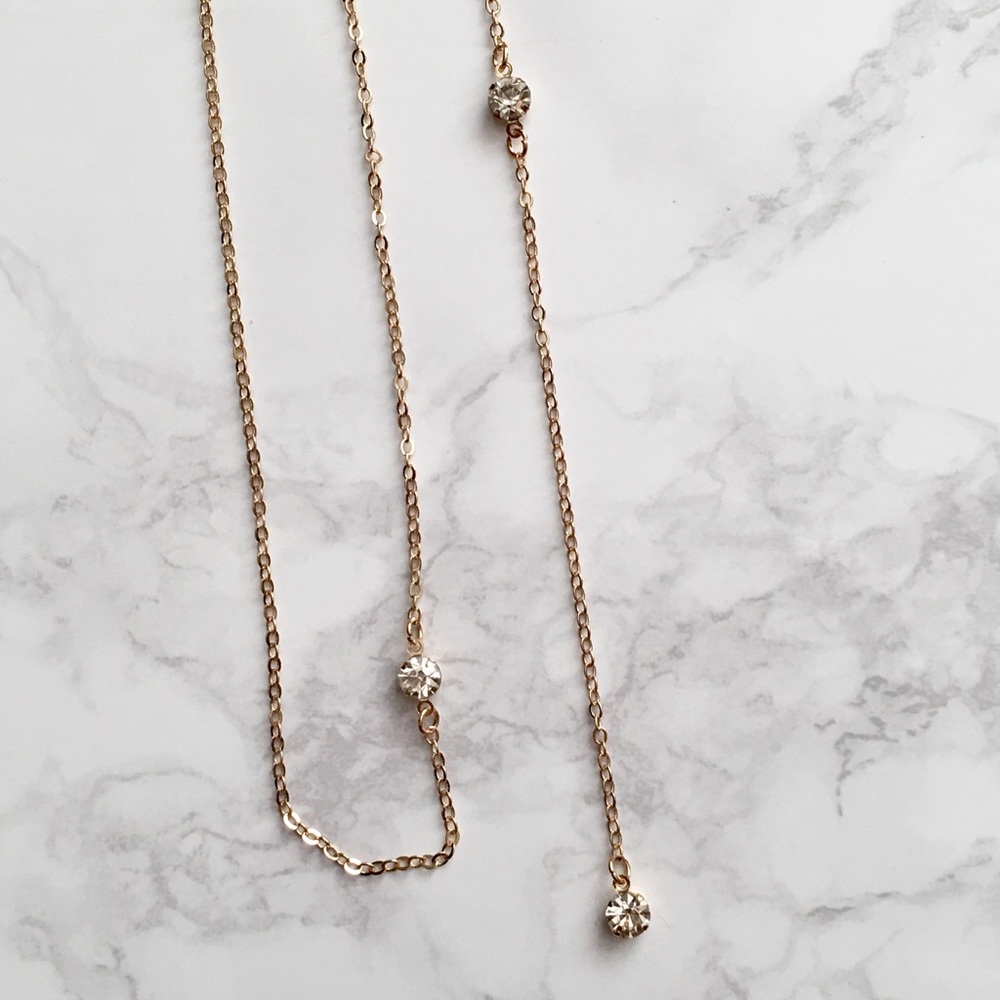 Long Y-Shaped Delicate Dainty Thin Chain Necklace - Picture 4 of 7
