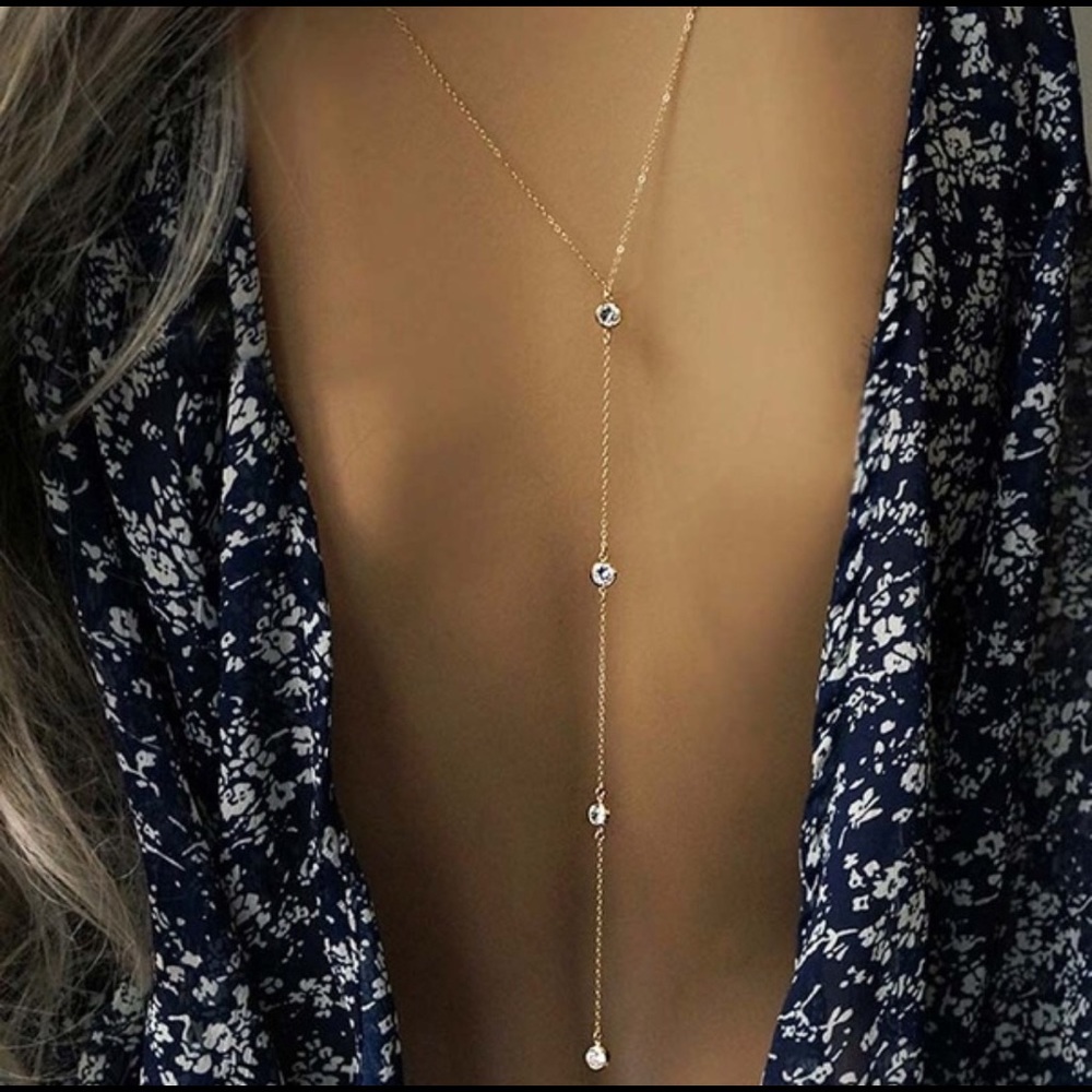 Long Y-Shaped Delicate Dainty Thin Chain Necklace - Picture 5 of 7