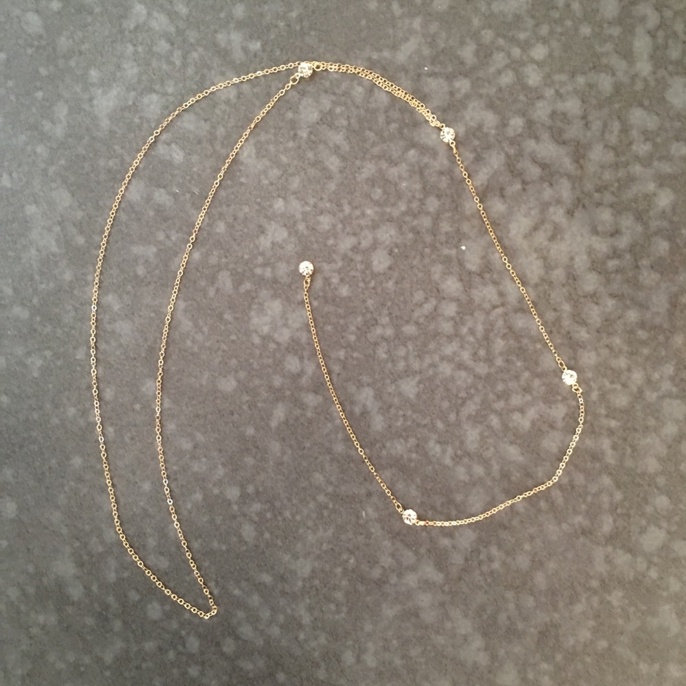 Long Y-Shaped Delicate Dainty Thin Chain Necklace - Picture 6 of 7