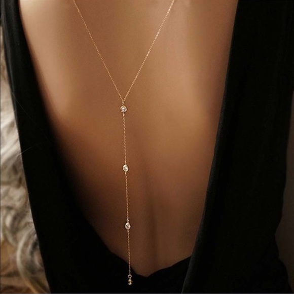 Long Y-Shaped Delicate Dainty Thin Chain Necklace - Picture 3 of 7