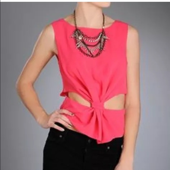 Cotton Candy Hot Pink Sleeveless Cut Out Blouse SM - Picture 1 of 3