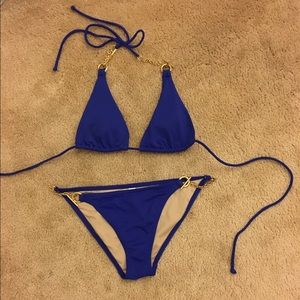 Victoria's Secret gold chain Royal blue bikini