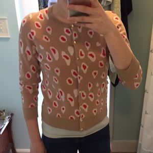 Banana Republic tan and red leopard cardigan