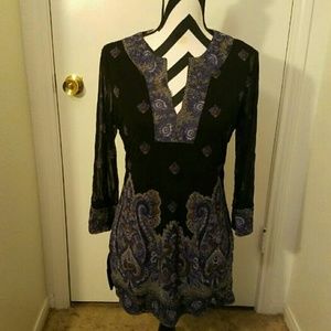 Black and blue purple blouse