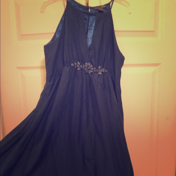 Blue midi dress with flower detail