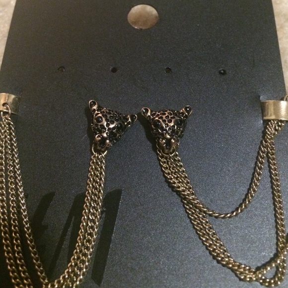 H&M leopard Gold earring cuff set - Picture 2 of 4