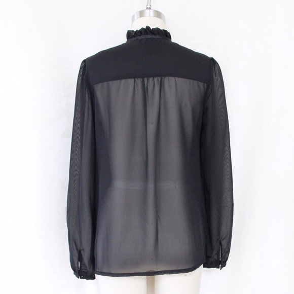 Sheer Gather Neck Chiffon Blouse - Picture 2 of 4