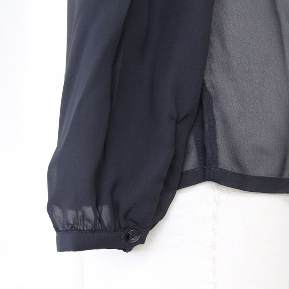 Sheer Gather Neck Chiffon Blouse - Picture 4 of 4