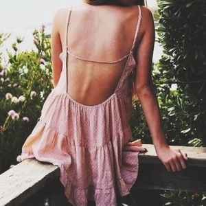 Brandy Melville Pink polka dot jada dress