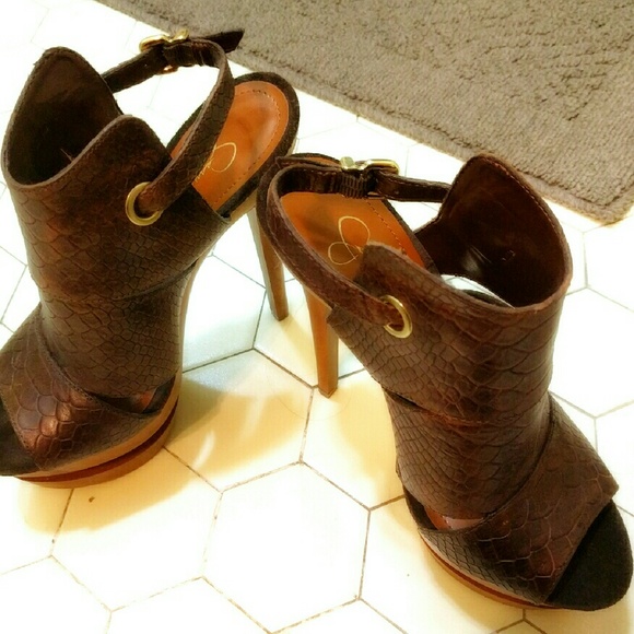 Jessica Simpson Leather Wooden Platform Heel Sz7