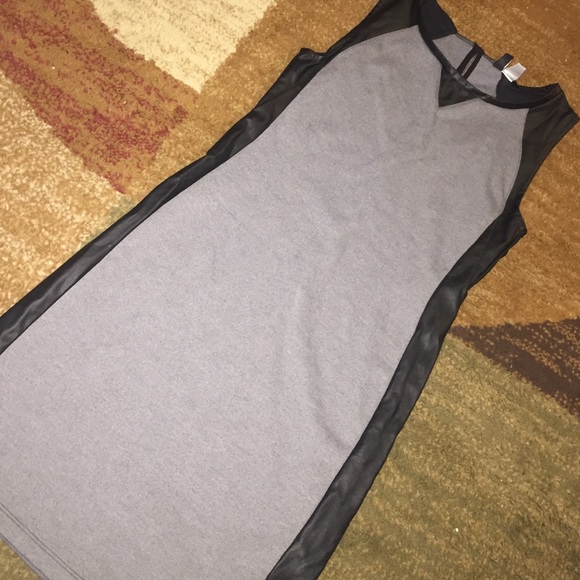 Faux leather Paneled Gray Dress