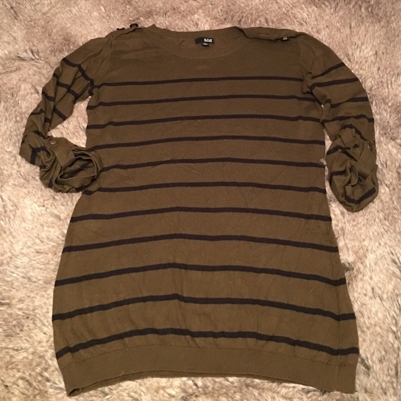 Ana Dresses & Skirts - Olive green and black stripe sweater dress