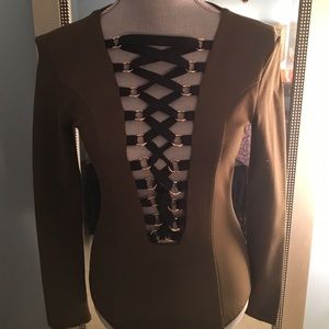Olive lace up body suite