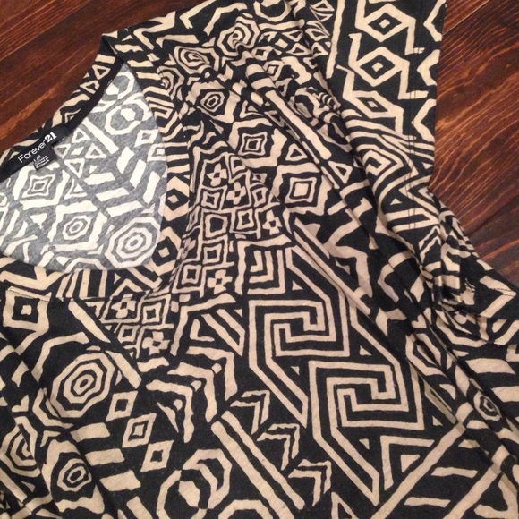 Black and Tan Tribal patterned blouse- size L