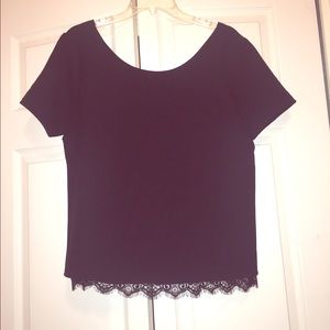 Black blouse with lace fringe