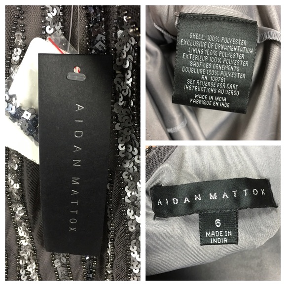 NWT AIDAN MATTOX SEQUINED PROM GALA GREY DRESS - Picture 3 of 7