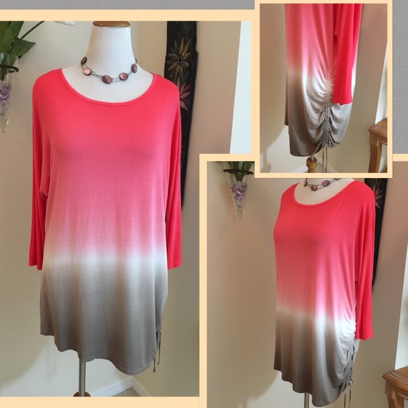 1 XL Left! Ombré Ruched Plus Top - Picture 2 of 4