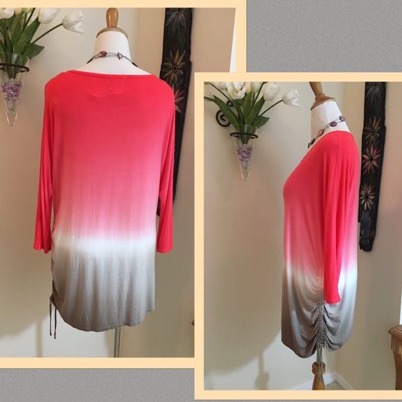 1 XL Left! Ombré Ruched Plus Top - Picture 3 of 4