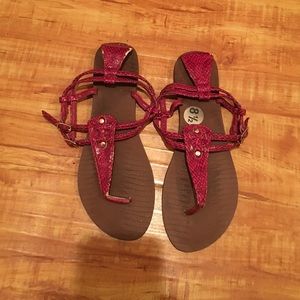 Pink crocodile sandals