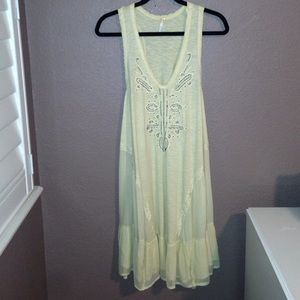 Yellow embroidered free people dress