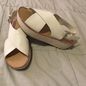 white flatform sandals