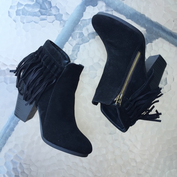 Black fringe ankle booties - Picture 3 of 5