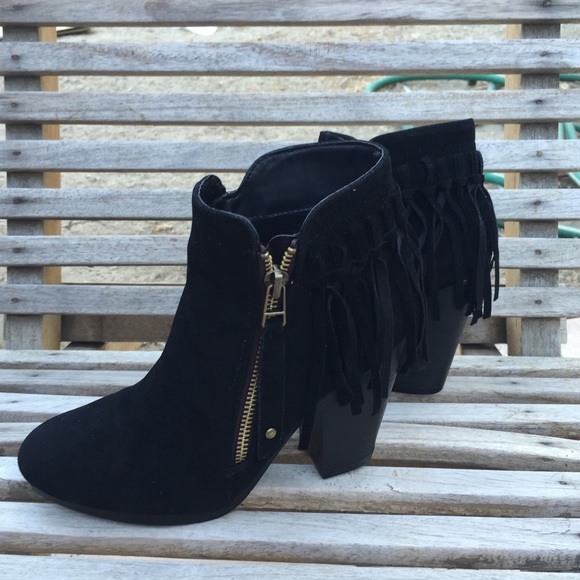 Black fringe ankle booties - Picture 4 of 5