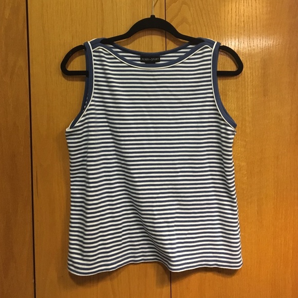 blue & white tank top
