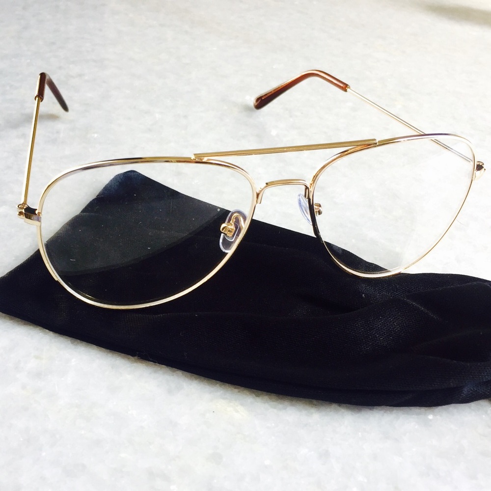 VINTAGE PILOT GOLD CLEAR LENS AVIATOR GLASSES