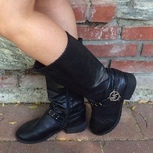 Michael Kors black leather boots