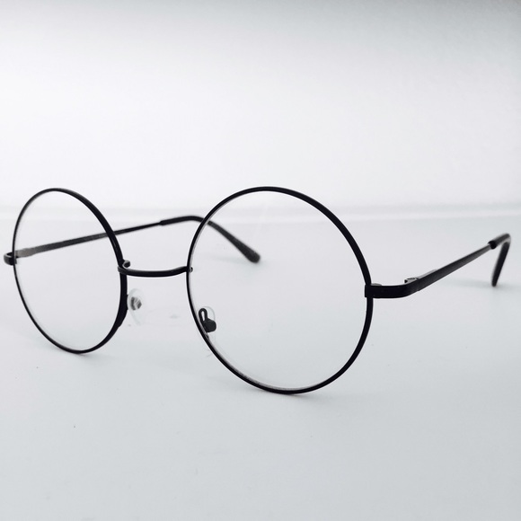 RETRO BLACK ROUND LENS SPECTACLE GLASSES - Picture 3 of 4