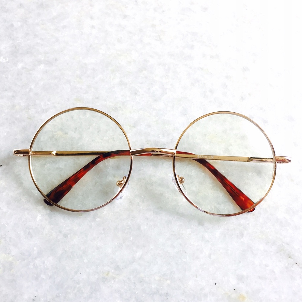 VINTAGE GOLD CLEAR LENS ROUND SPECTACLE GLASSES
