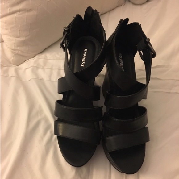 Black Strappy Wedges