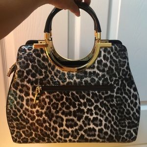 Vinyl Animal print large handbag