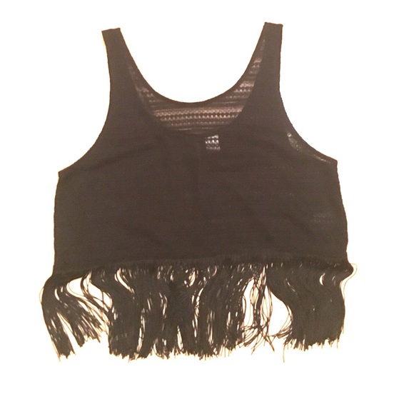 Cropped see through top with fringe at the bottom