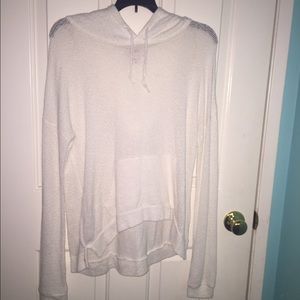 White knitted hoodie