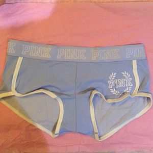 (M) PINK Sky Blue Logo Boyshorts Panty