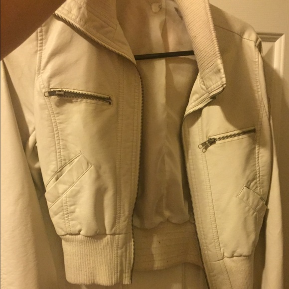 Off white pleather jacket