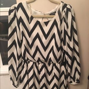 Mymichelle Black & White Chevron Dress