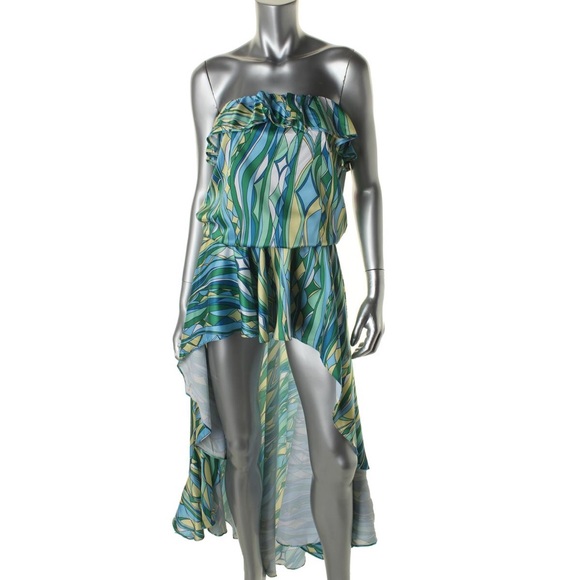 Rachel Lym Lola Green Strapless Hi-Low Dress Swim
