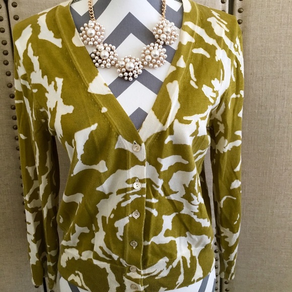 J. Crew green and gold cardigan