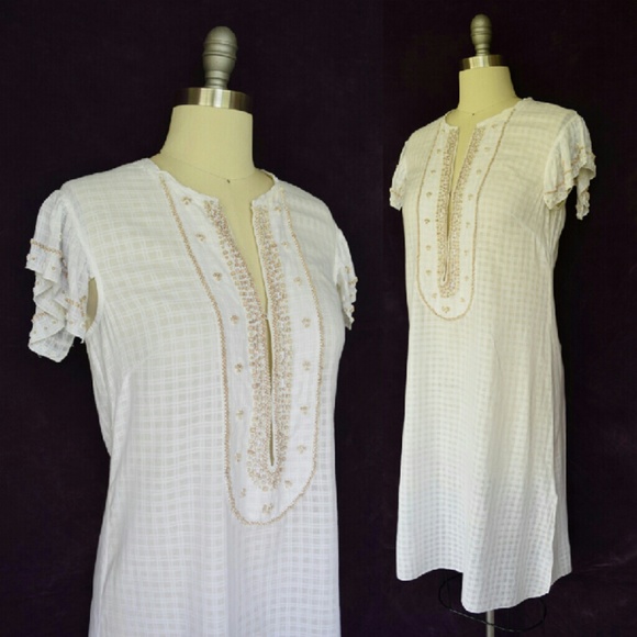 Megan Park Dresses & Skirts - Megan park beaded tunic caftan dress cover up