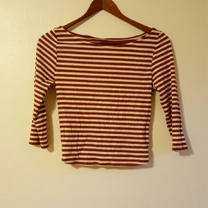 Urban Outfitters 3/4 sleeve striped crop(ish) top