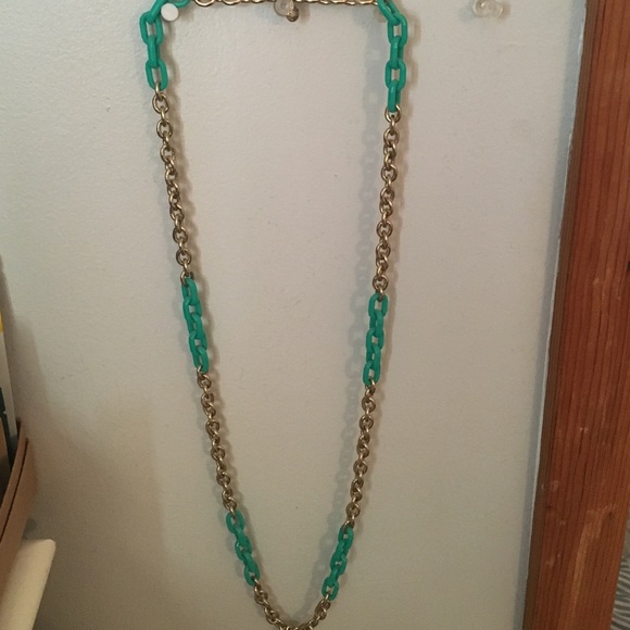JCrew teal and gold necklace