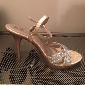 Champagne rhinestone evening shoes