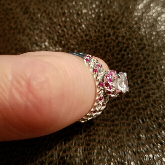 NWOT Pink & White Cathedral 925 Wedding Set Size 6 - Picture 3 of 4